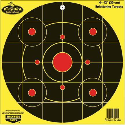Birchwood Casey Dirty Bird Bulls-Eye Sight-In Targets 12" Round 4/ct