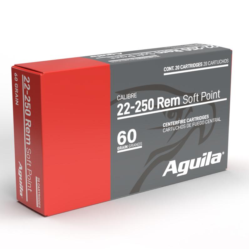 TXAT - DBA Aguila Ammunition Aguila Rifle Ammunition 22-250 Rem 60gr SP 3240 fps 20/ct
