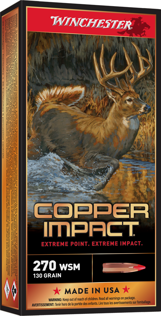 Winchester Copper Impact Rifle Ammunition 270 WSM 130 gr. PT 3215 fps 20/ct