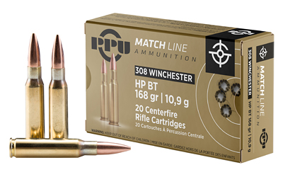 TRZ Trading Inc. PPU Match Rifle Ammunition .308 Win Match 168 gr HPBT 2610 fps 20/ct