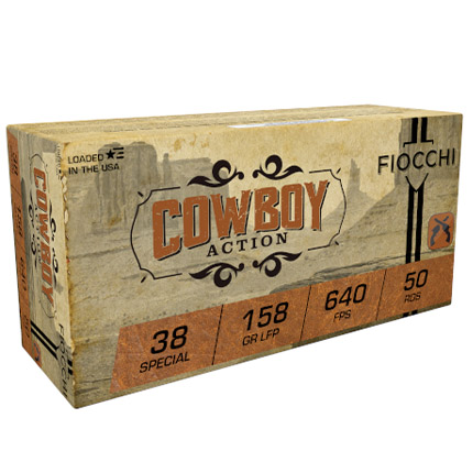 Fiocchi Cowboy Action Handgun Ammunition 38 Spl 158gr LFN 640 fps 50/ct