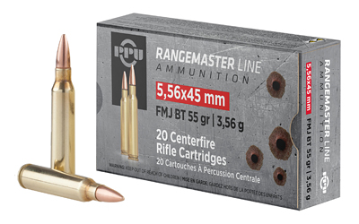 TRZ Trading Inc. PPU Rangemaster Handgun Ammunition 5.56X45 NATO 55 gr FMJBT 3240 fps 20/ct