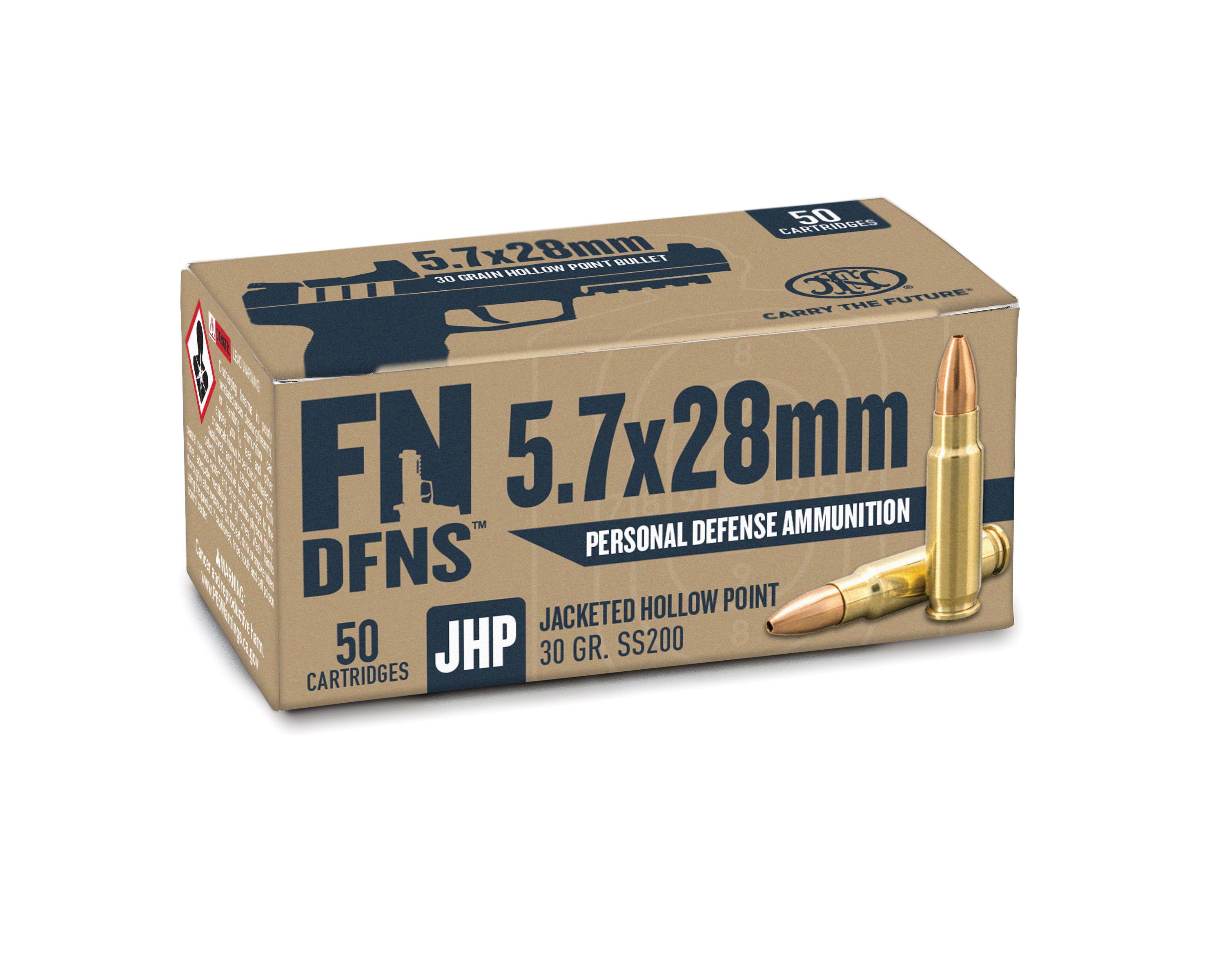 FN DFNS SS200 Personal Defense Handgun Ammunition 5.7x28mm 30gr JHP 1894 fps 500/ct Case