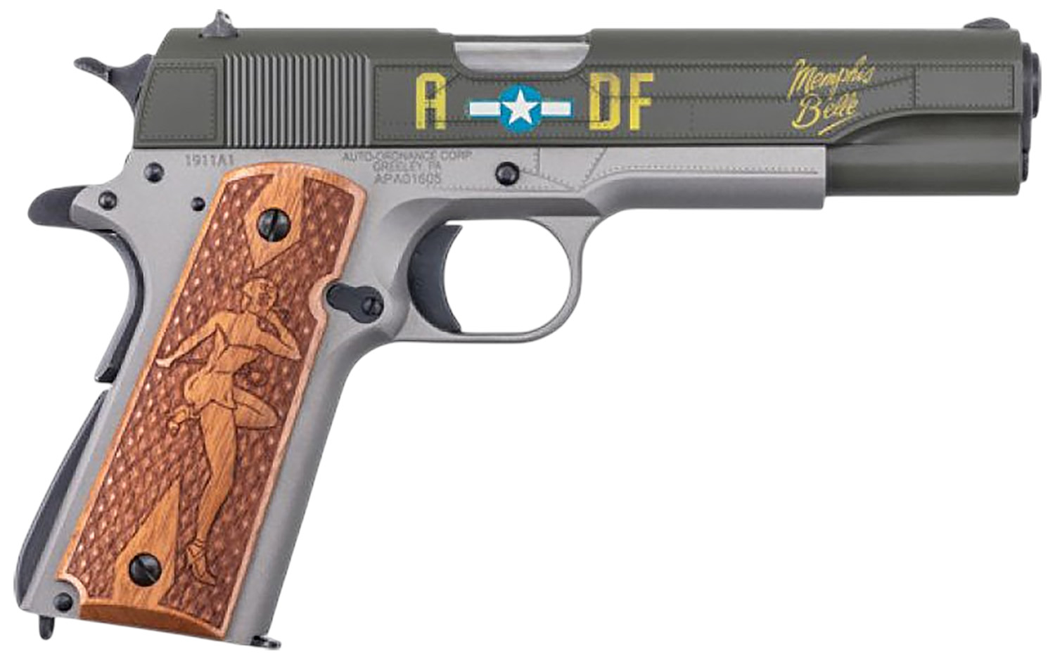 Kahr Arms Auto-Ordnance Limited Edition "Memphis Belle" 1911 Handgun .45 Auto 7rd Magazine(1) 5'' Barrel Custom Wood Grips