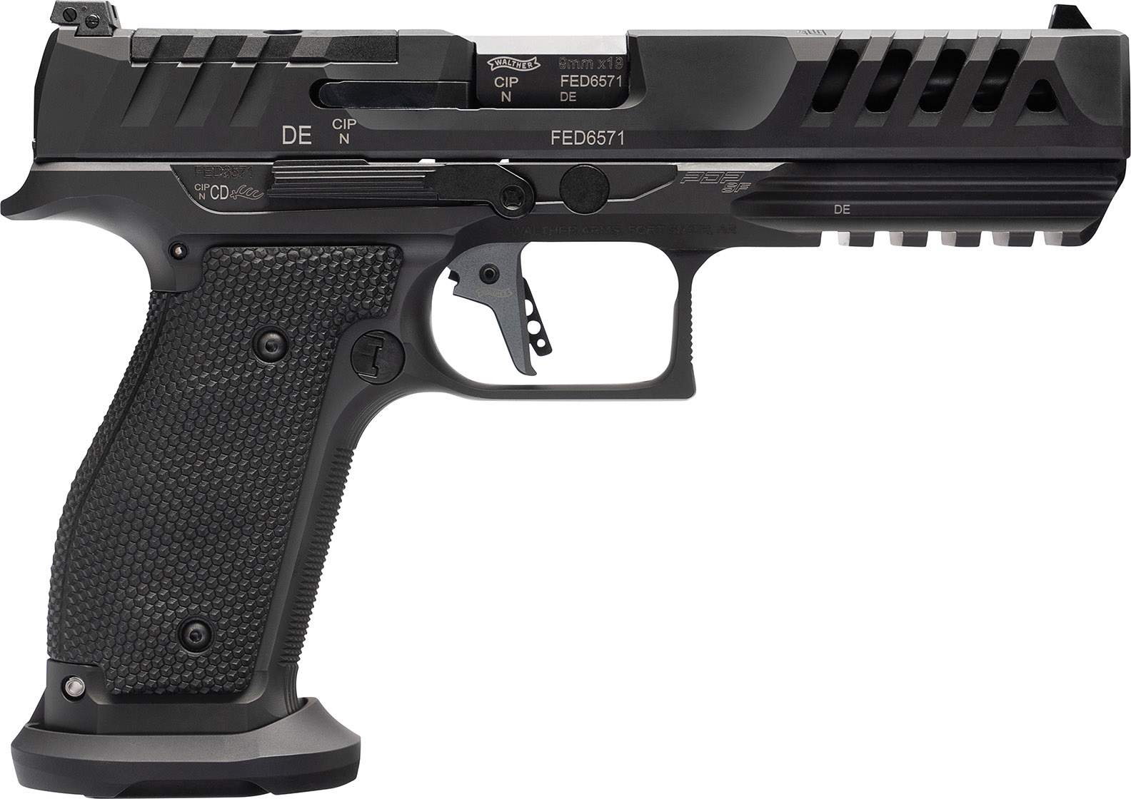 Walther PDP Match Steel Frame Full Size Handgun 9mm Luger 18rd Magazines(3) 5" Barrel Black Finish