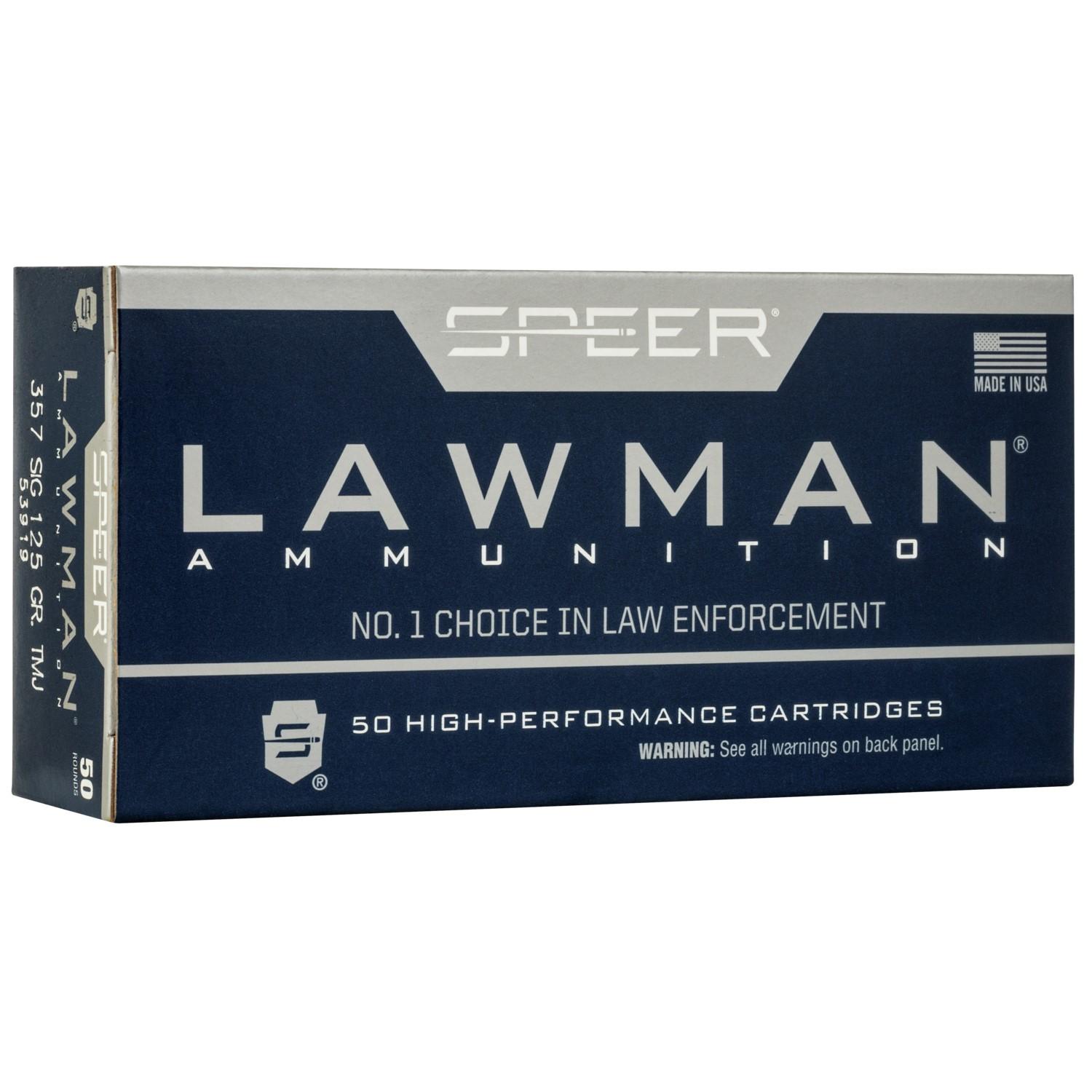 Cci Speer Lawman Handgun Ammunition .357 SIG 125 gr TMJ 1350 fps 50/ct