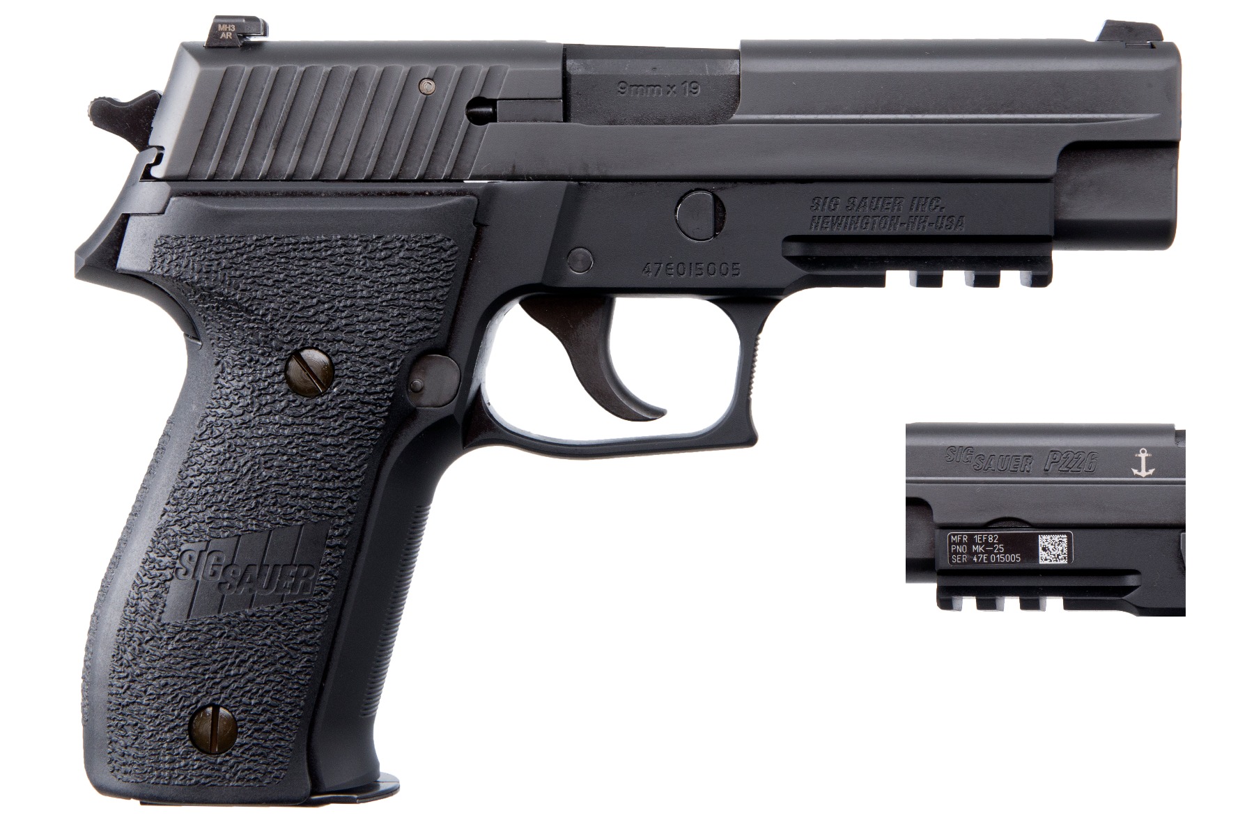 Sig Sauer P226 MK25 Full Size Handgun 9mm Luger 15rd Magazines (3) 4.4" Barrel Black Night Sights Anti Corrosion