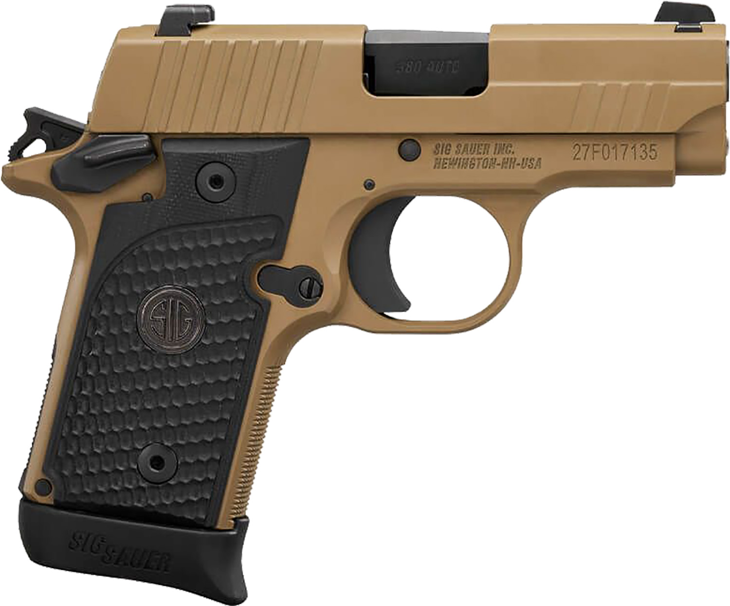 SIG P238 Pistol 380ACP 6Rd/7Rd Mags (1) 2.7" Barrel EMP Scorpion FDE SAO Siglite Sights Black G10 GRIP