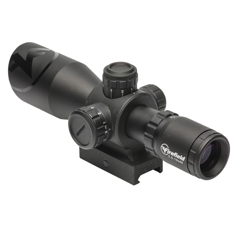 Sellmark Corporation Firefield Barrage Rifle Scope - 2.5-10x40mm Illuminated Mil-Dot Reticle Black Matte