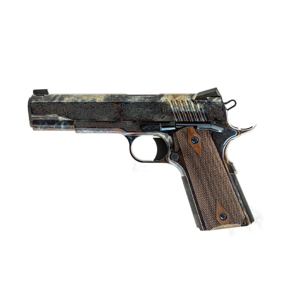 Standard Mfg 1911 Handgun 45 ACP 8rd Magazine 5" Barrel Case Colored with Factory #1 Engraving