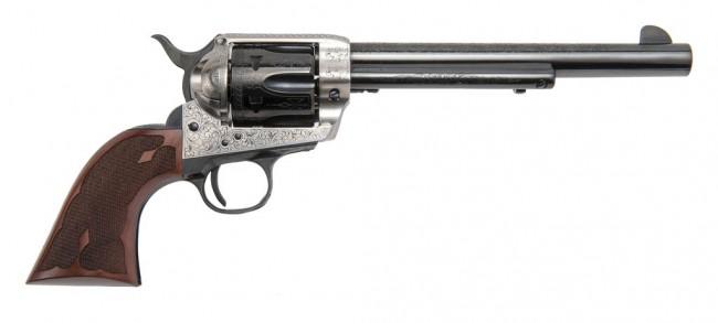 Cimarron Fac FRONTIER 7.5 Inch 45LC OLD SILVER FRAME LSR ENG