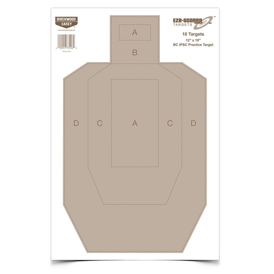 Birchwood Casey Eze-Scorer BC-IPSC Practice Paper Target 12"x18" 10/ct