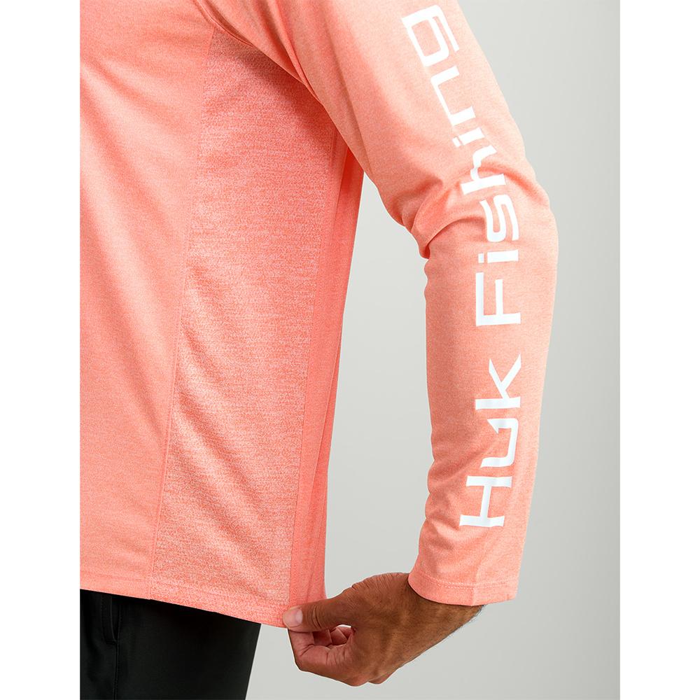 Huk Vented Pursuit Long Sleeve Shirt Fresh Salmon Heather S