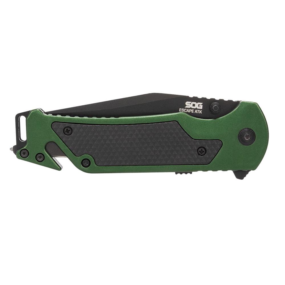 SOG Knives Escape 2.0 Folding Knife 3-2/5" Semi Serrated Clip Point Blade OD Green