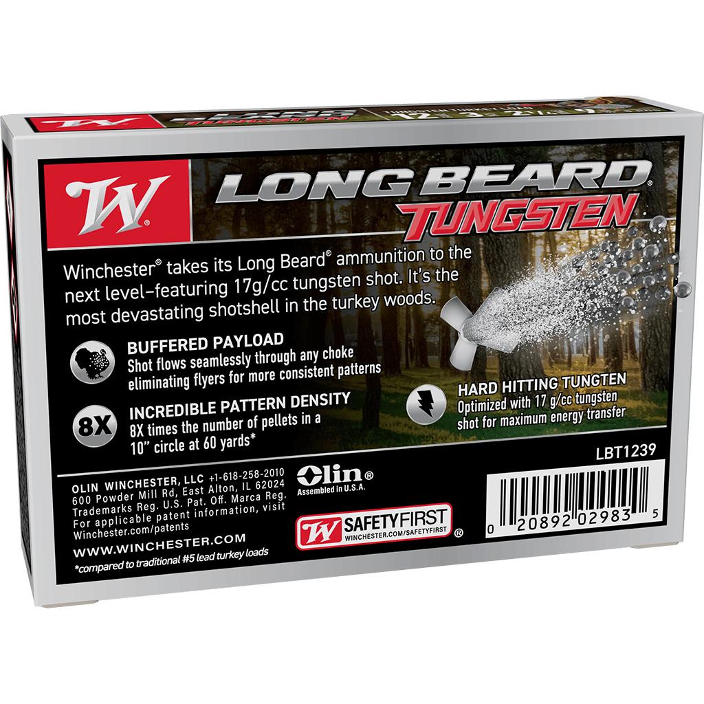 Winchester Long Beard Tungsten Shotshell 12ga 3" 2-1/4oz 1100 fps #9 5/ct