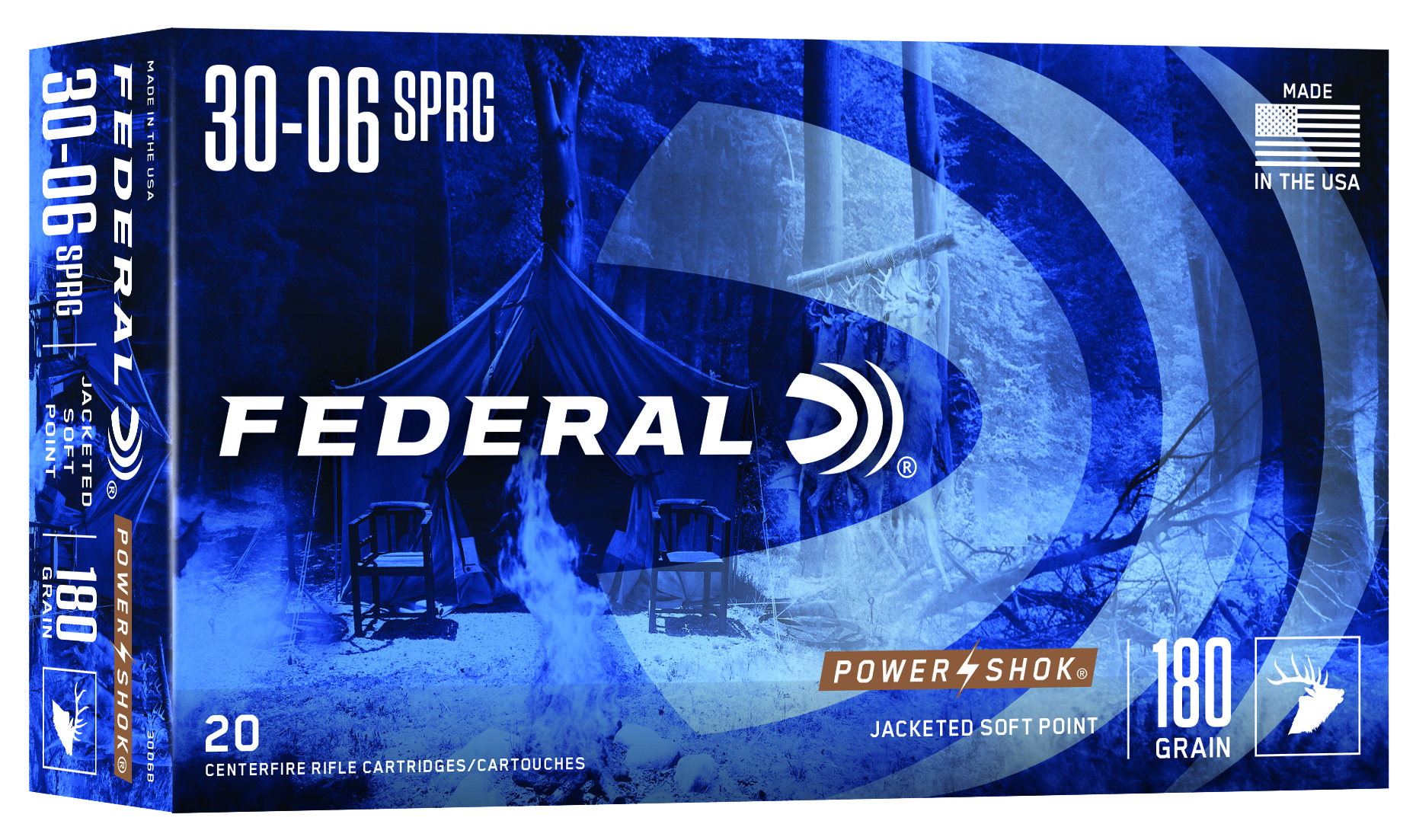 Federal Power-Shok Rifle Ammunition .30-06 Sprg 180 gr SP 2700 fps - 20/ct