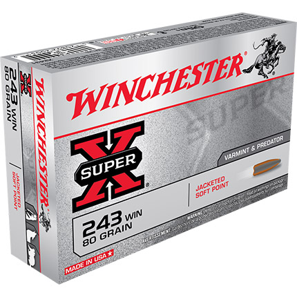 Winchester Super-X Rifle Ammunition .243 Win 80 gr. PSP 3350 fps 20/ct