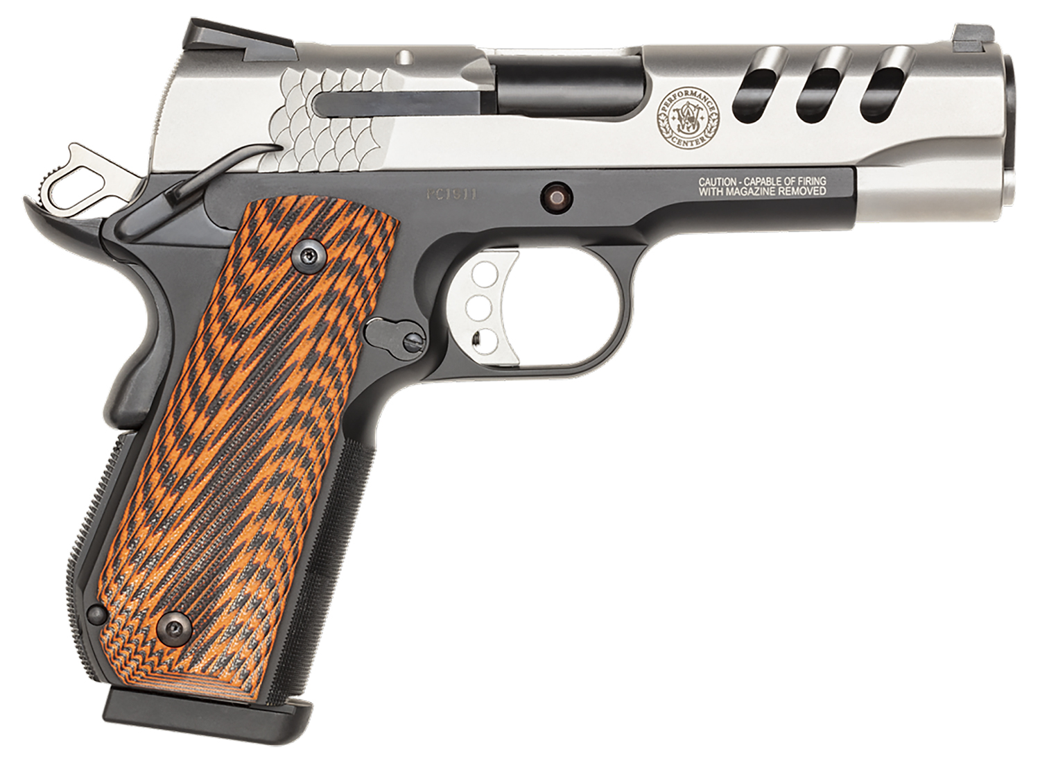 Smith & Wesson Performance Center 1911 Handgun .45 ACP 9rd Magazine 4.25" Barrel 2 Tone Brown Grips
