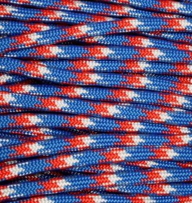 E.L. Wood Braiding Co. Inc. Mero 550 Paracord - 100' 550 lb Red/White/Blue Camo