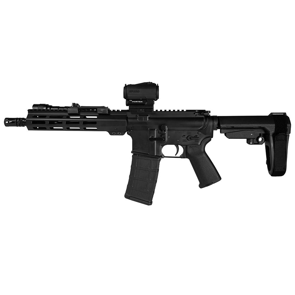 Shark Coast Midnight AR Pistol Bundle 5.56mm 30rd Magazine 10.5'' Threaded Barrel Vortex Sparc Red Dot Streamlight ProTac SBA3 Brace