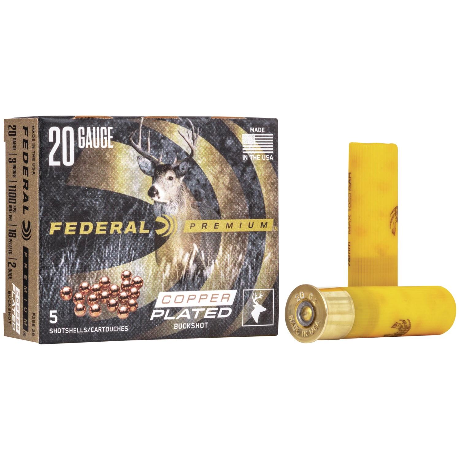 Federal Premium Buckshot 20ga 3" 18 plts #2B 1100 fps 5/ct