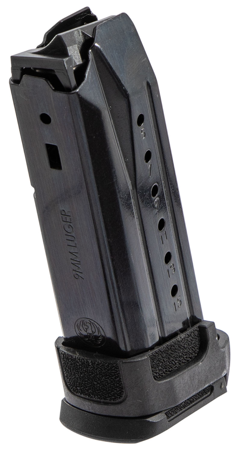 Sturm Ruger & Co Ruger Security-9 Compact Magazine 9mm Black Oxide Steel with Polymer Adapter 15/rd