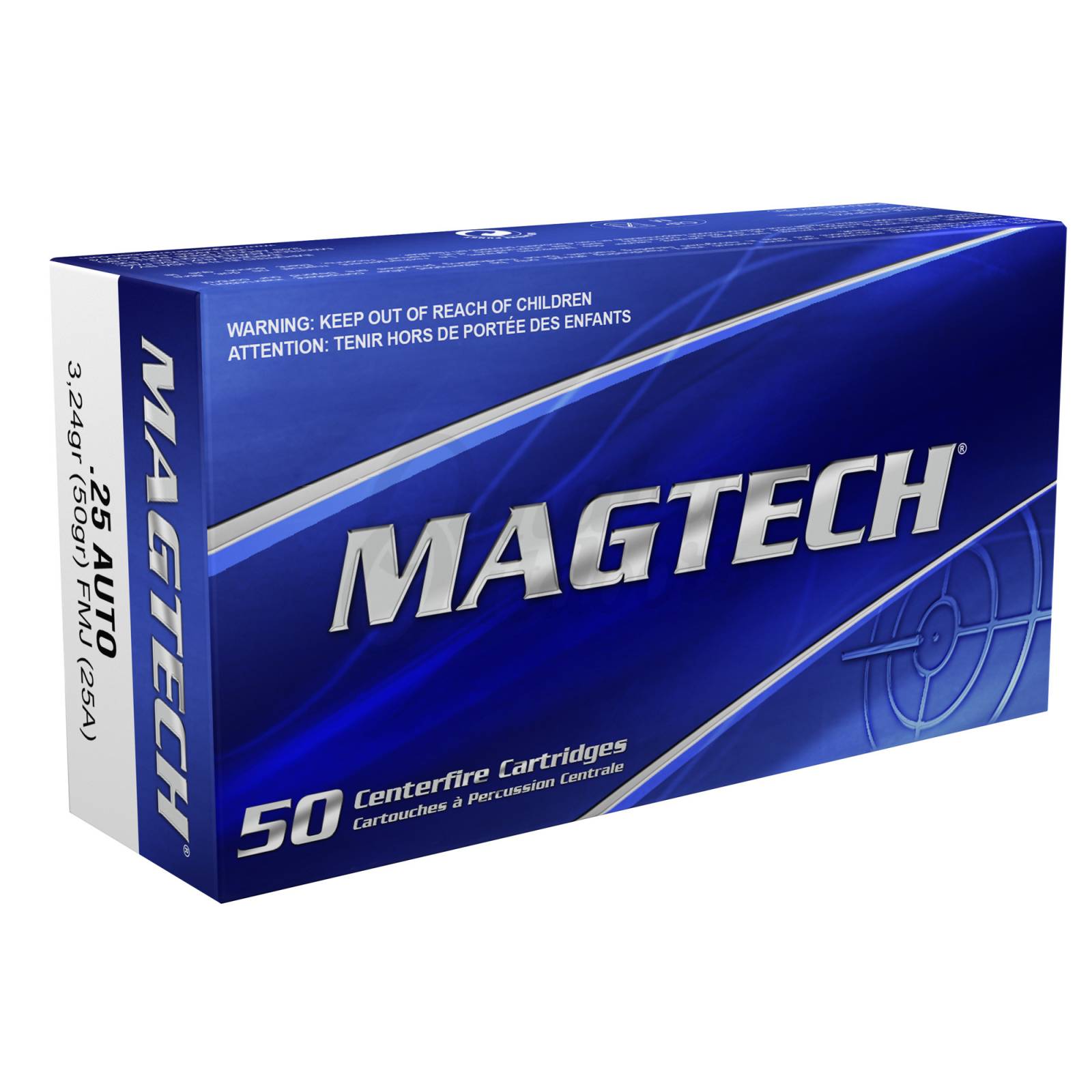 MagTech Handgun Ammunition .25 ACP 50 gr FMJ 760 fps 50/ct