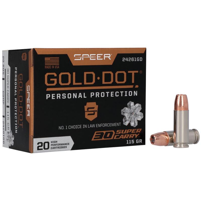 Speer Gold Dot Handgun Ammunition .30 Super Carry 115gr HP 1150 fps 20/ct