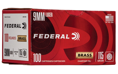 Federal Champion Training Handgun Ammunition 9mm Luger 115 gr FMJ 1125 fps 100/ct