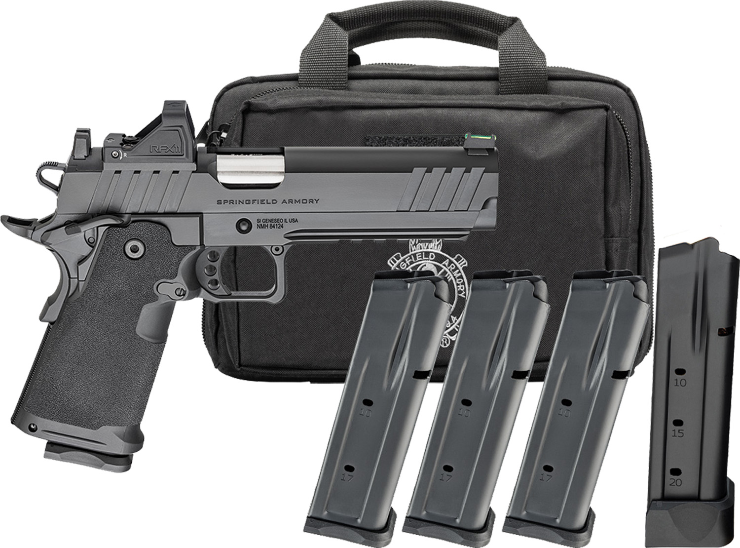Springfield Gear Pac DS Prodigy AOS Handgun 9mm Luger 20(1)&17(3)rd Magazines 5" Barrel Green Dot & Bag Fiber Front