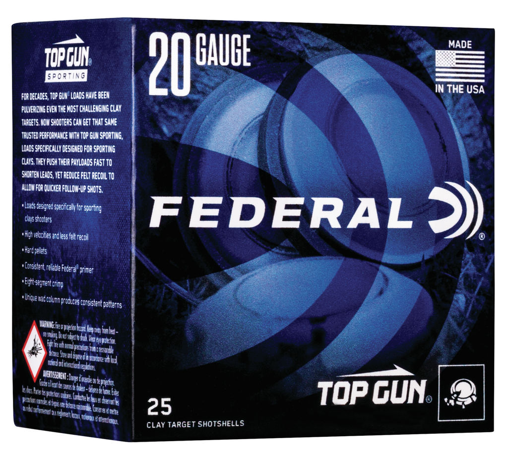 Federal Top Gun Shotshells 20 ga 2-3/4" 7/8 oz 1210 fps #9 25/ct