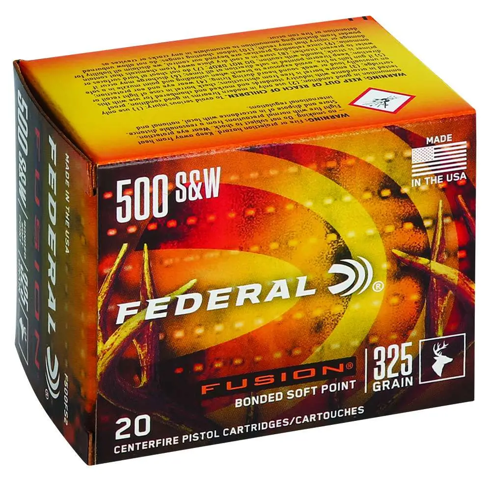 Federal Fusion Handgun Ammunition .500 S&W 325gr JSP 1450 fps 20/ct