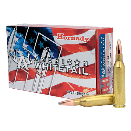Hornady American Whitetail Rifle Ammunition .243 Win 100 gr BTSP 2960 fps 20/ct