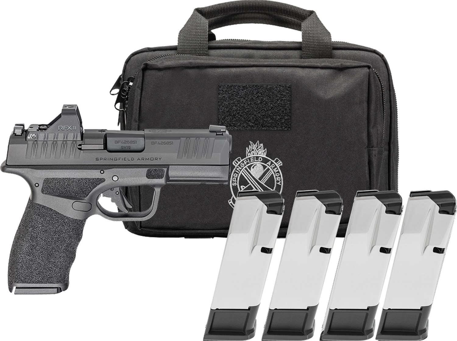 Springfield Gear Pac Hellcat Pro OSP Handgun 9mm Luger 10rd(4) Magazines 3.7" Barrel Black Green Dot Bag CA Compliant