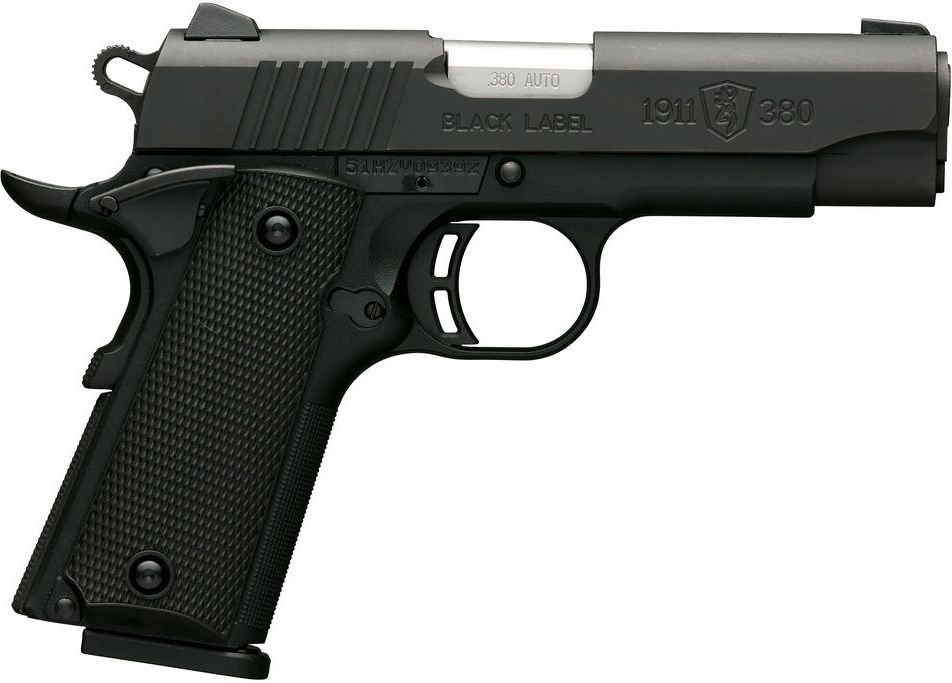 Browning 1911 380 Black Label Compact Handgun 380 ACP 8rd Magazine 3.625" Barrel Black
