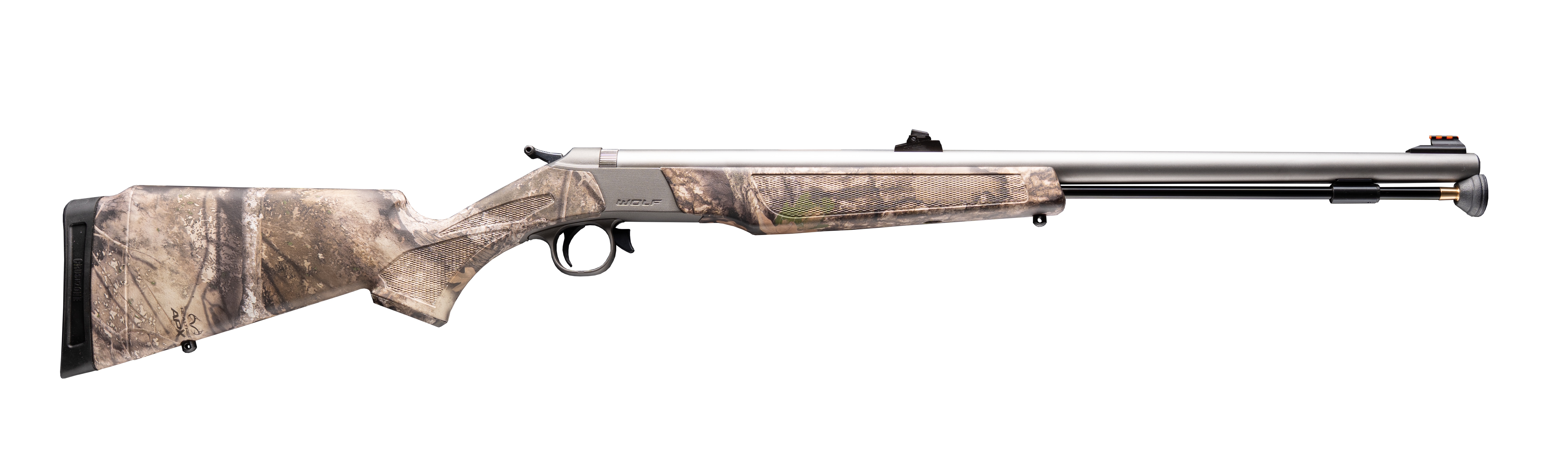 CVA Wolf Muzzleloader Rifle .50 Cal Single Shot 24" Barrel Stainless Steel Realtree APX Fiber Optic Sights
