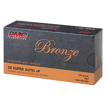 PMC Bronze Handgun Ammunition .38 Super +P 130 gr. FMJ 1100 fps 50/ct