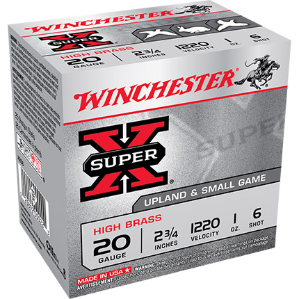 Winchester Super-X High-Brass Shotshells 20 ga 2-3/4" 1 oz 1220 fps #6 25/ct