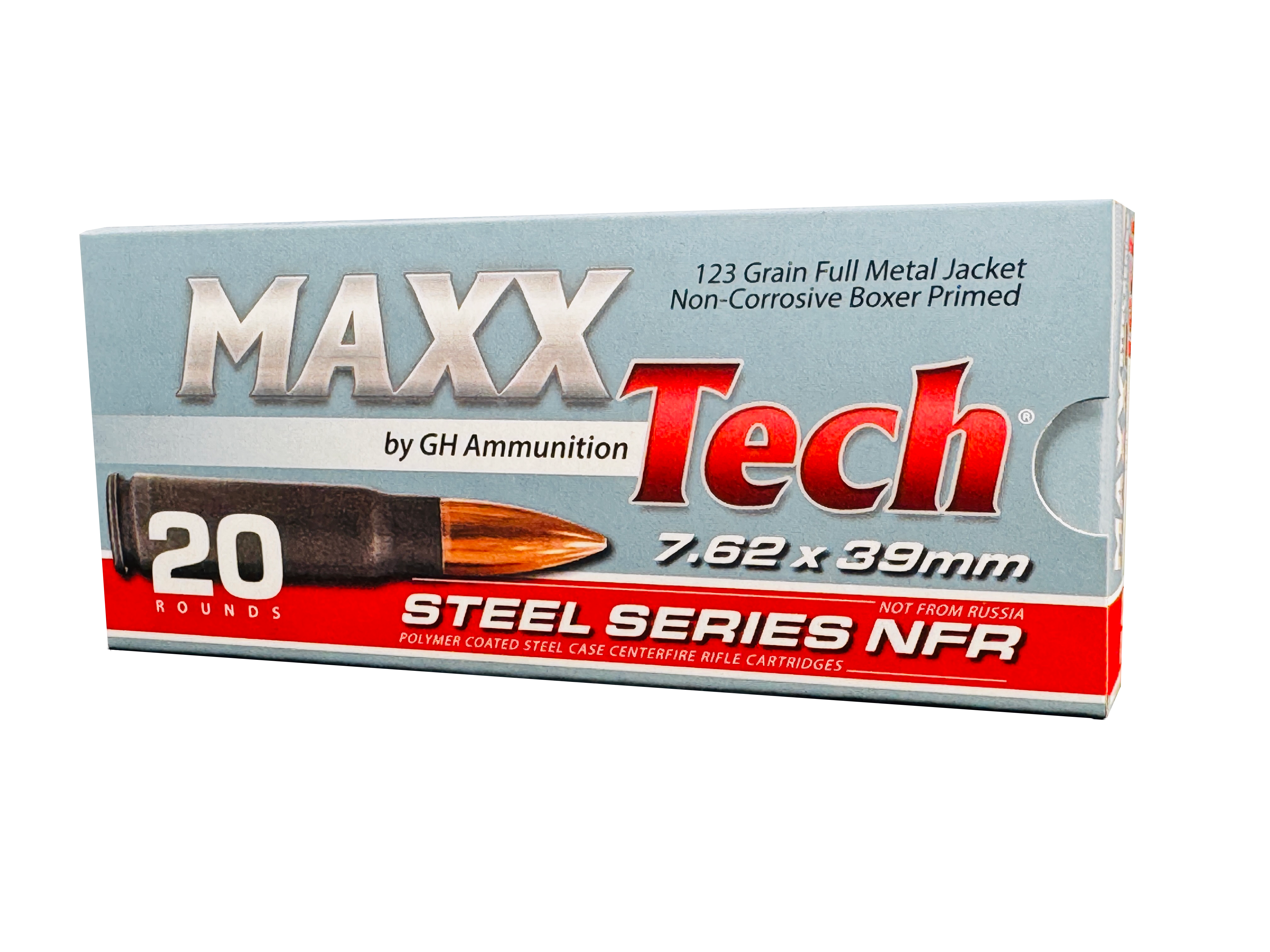 MAXXTECH 7.62X39 STEEL CASE 123GR FMJ 20RD/BX 30BX/CS