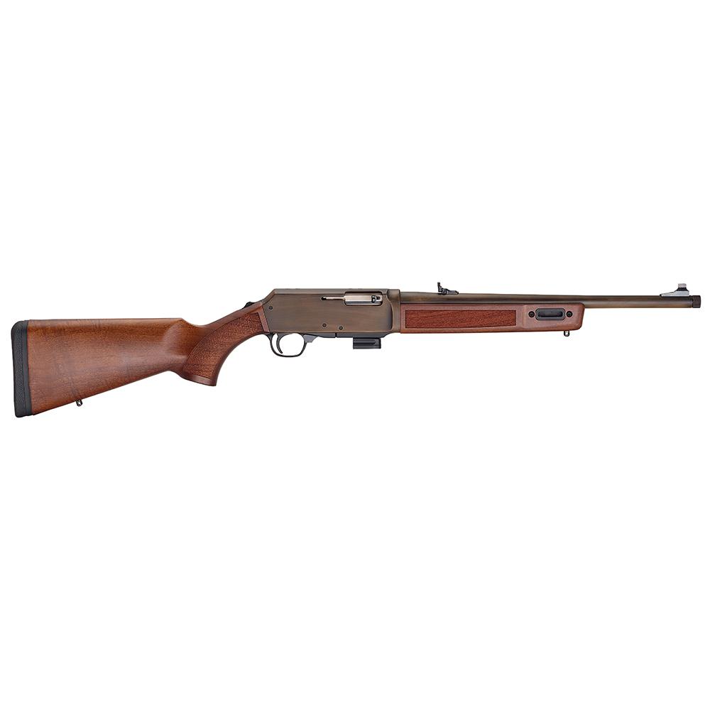Henry Homesteader M-LOK Brushed Bronze Rifle 9mm Luger 10rd Magazine(1) 16.37" Threaded Barrel Walnut Glock Magazine Well