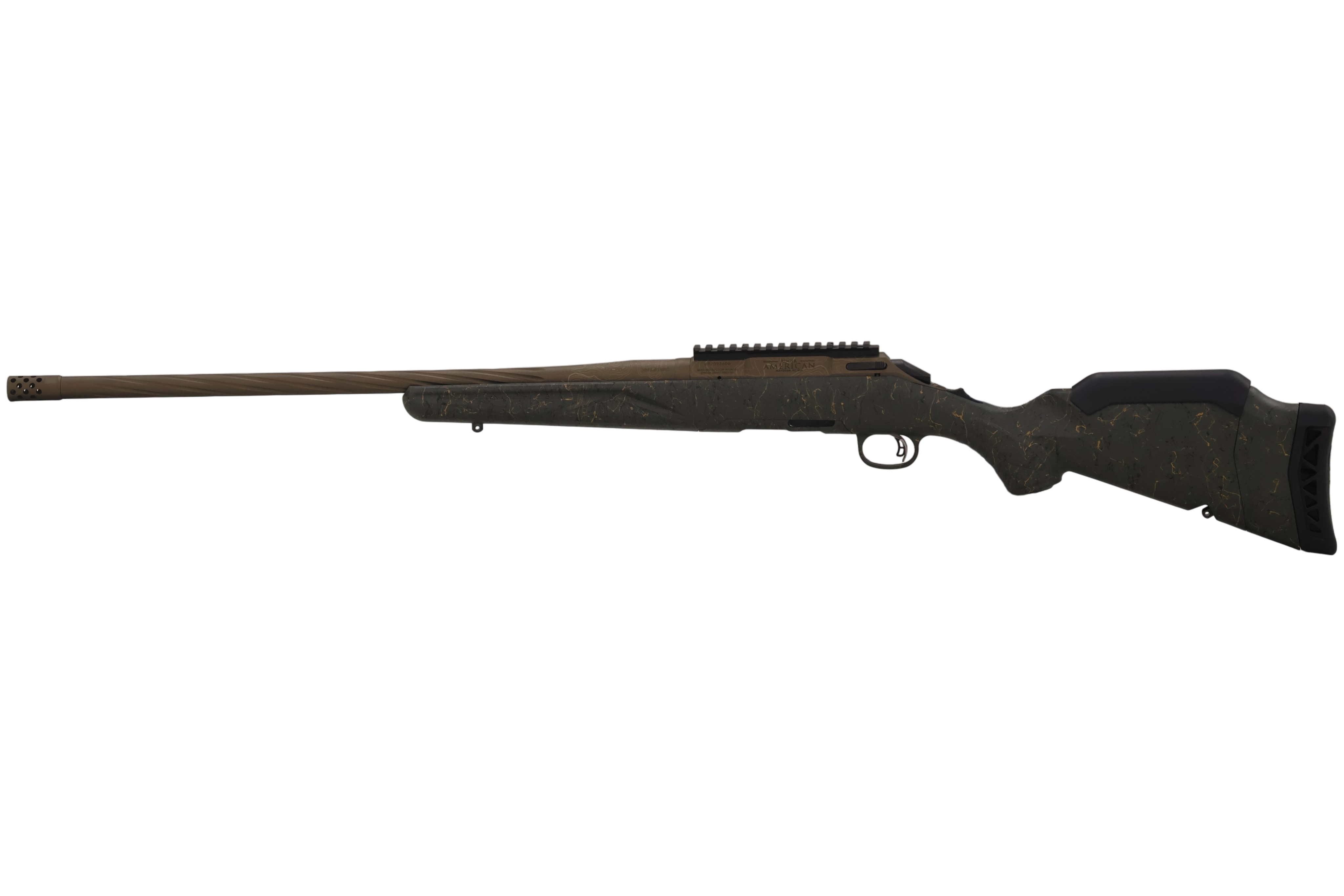 RUGER AMERICAN G2 PRED WILDERNESS TOPO 350 LEGEND RIFLE 22" SPIRAL FLUTED, BRNZ/GRN SPLATTER 5RD MAG