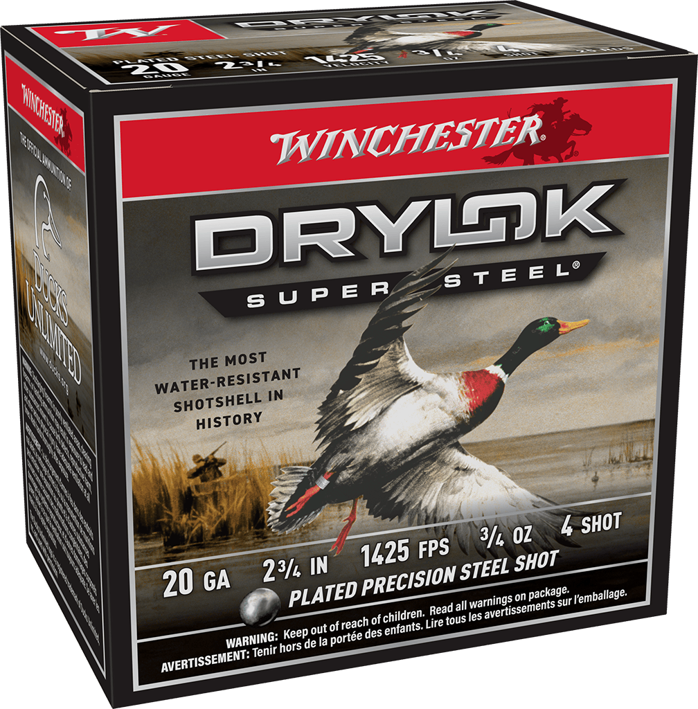 Winchester Super-X Drylok Super Steel Shotshells 20 ga 2-3/4" 3/4 oz 1425 fps #4 25/ct
