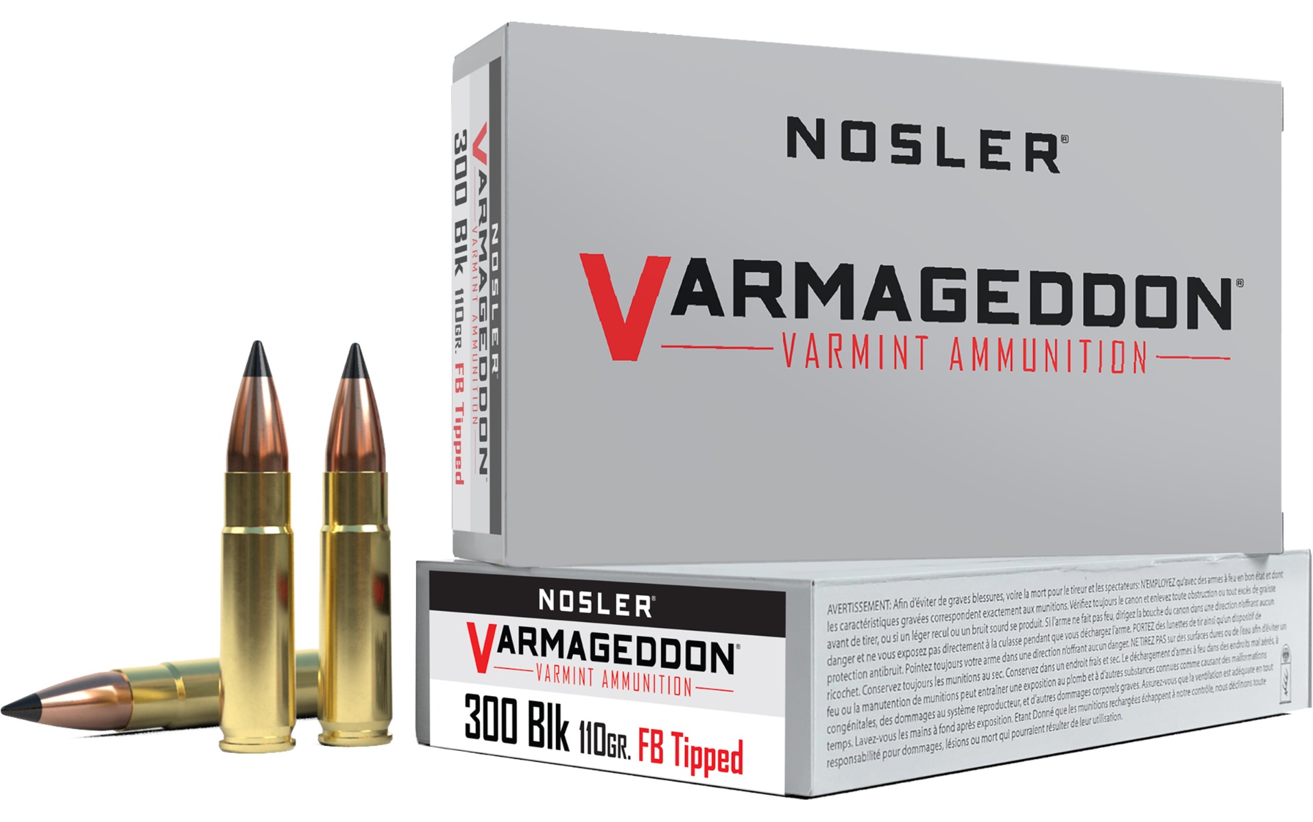 Nosler Varmegeddon Rifle Ammunition .300 AAC 110 gr BSB 2200 fps 20/ct