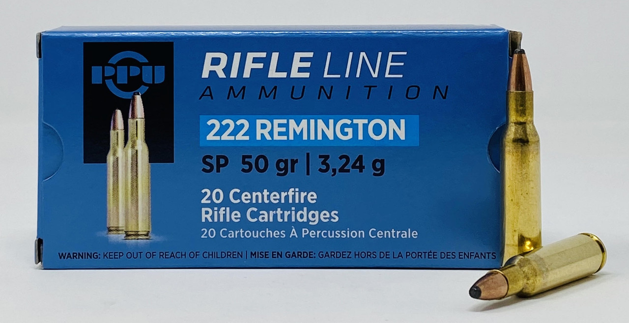 TRZ Trading Inc. PPU Rifle Ammunition .222 Rem 50 gr SP 3140 fps 20/ct