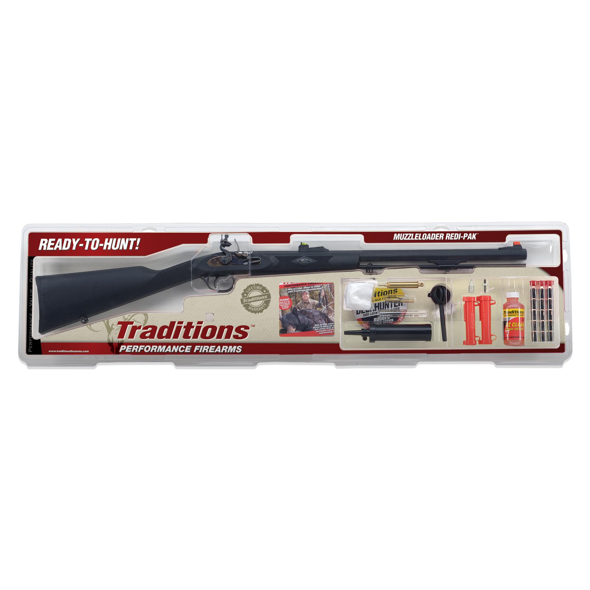 Traditions Deerhunter Flintlock Rifle .50 24" Blued Barrel Synthetic Stock with Redi-Pak