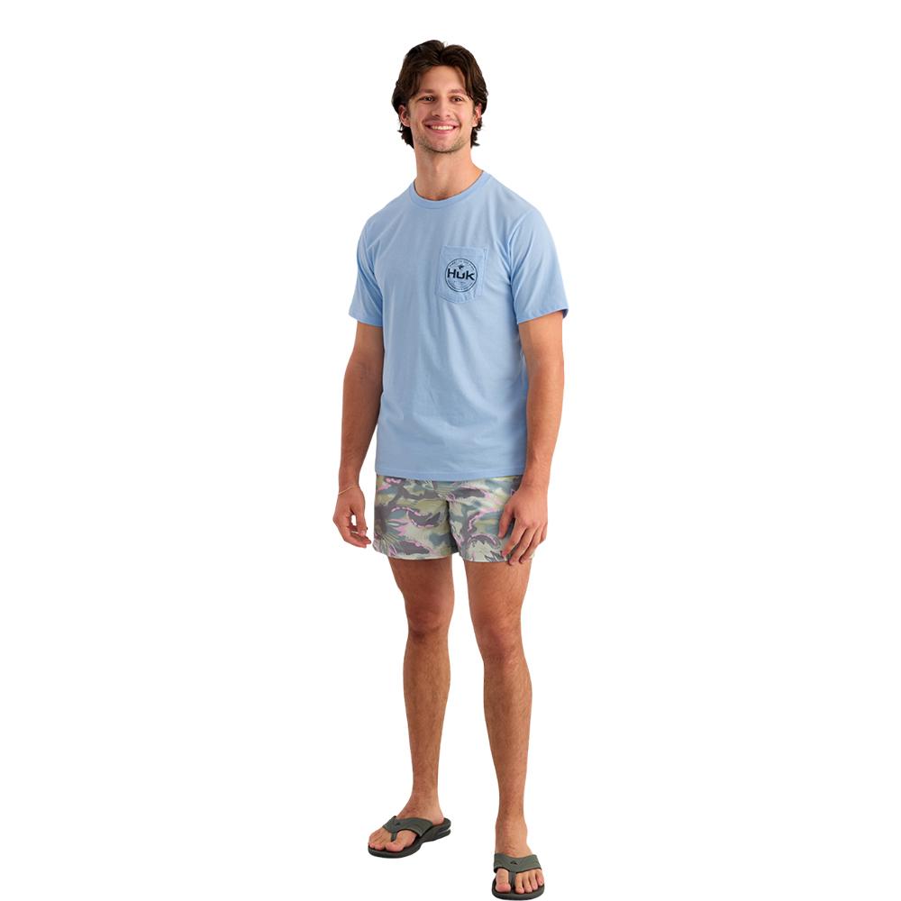 Huk Marlin Circle Short Sleeve Pocket Shirt Cerulean XL
