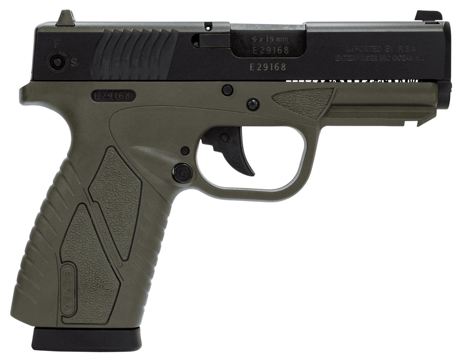 Bersa BPCC 9mm Luger 8rd Magazine 3.3" Barrel OD Green