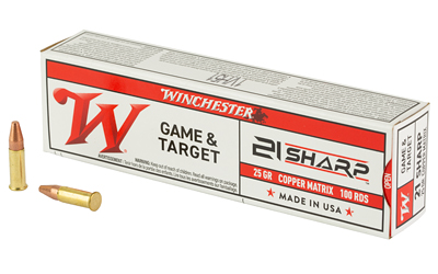 Winchester Game & Target Copper Matrix Rimfire Ammunition 21 Sharp 25gr Solid 1750fps 100/ct