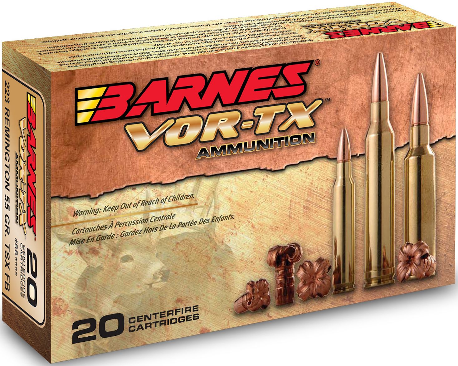 Barnes VOR-TX Rifle Ammunition .25-06 Rem 100 gr TTSXBT 3225 fps - 20/ct