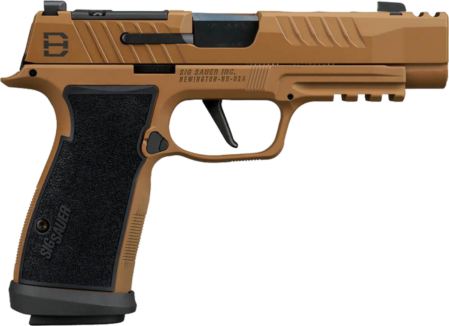 Sig Sauer P365 DH3 Full Size Handgun 9mm Luger 21(2) & 17(1)rd Magazines 3.7" Barrel Coyote Finish AXG Grip Xray Sights
